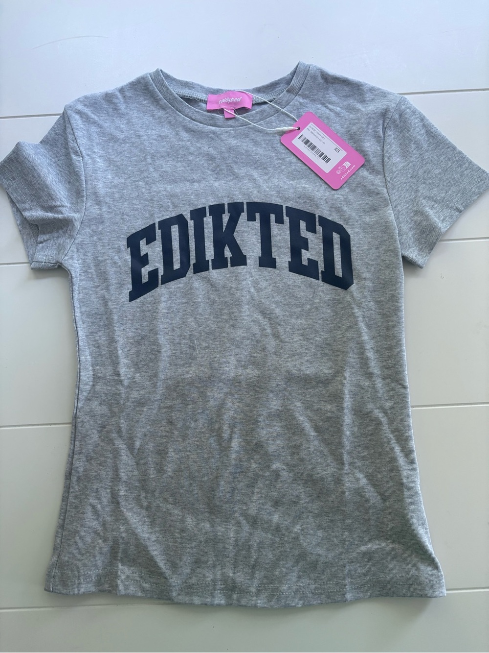 Edikted Grey Tee with Navy Logo
